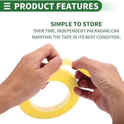 Motoforti Universal Painters Tape Masking Master Tape 5500x1.2x0.01cm / 60.15 Yards x 0.47 Inches x 140um Easy Removal Crepe Paper Yellow 1 Pc