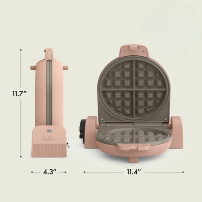 bella Flip-n-Store Waffle Maker with EverGood™ Ceramic Nonstick Coating, Fits-anywhere™ Kitchenware, Power Indicator Light, Cool Touch Handle & Cord Wrap, 7” Wide & 1" Deep Plates, 1000 Watt, Oatmilk