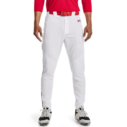 Under Armour Men's Utility Baseball Straight Leg Pant Pipe 22, (103) White/Red/Red, X-Large