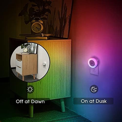 Night Light for Kids, Dynamic RGB Night Lights Color Changing, Nightlight with Light Sensors, Kids Night Lights for Bedroom, Plug in Nightlight for Boys, Girl Night Light, 2 Pack