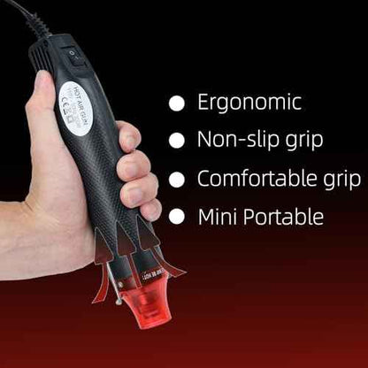 Heat Gun for Crafting, 110V 300W Handed Hot Air Gun, 3.28FT Ultra-Long Cable Portable Heat Gun with Stand and Power Cord for Shrinking Wrapping PVC, DIY Embossing and Drying Paint (Black)