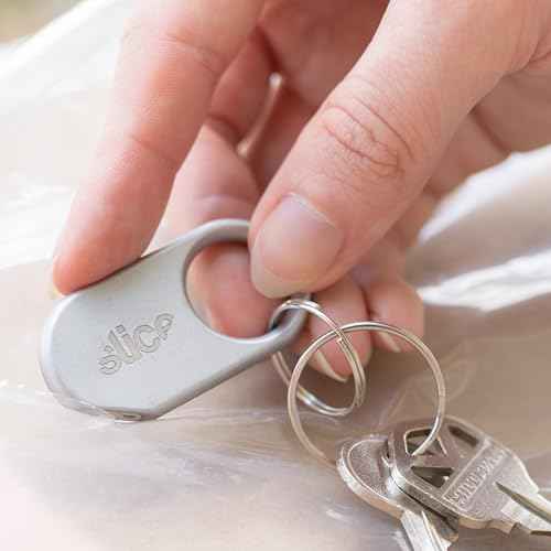 Slice Slicer Pro Box Cutter | Ceramic Keychain Knife and Heavy Duty Micro Cutter | Lasts 11x Longer than Metal | Silver