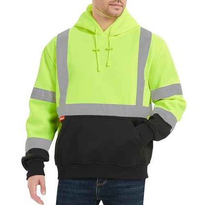 ProtectX Hi Vis Hoodie for Men Women High Visibility Safety Sweatshirt Reflective with Pockets for Construction Work Class 3