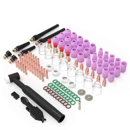 123 Pcs TIG Welding Torch Kit - Alumina Nozzle, Collets, Stubby Gas Lens #12 Heatproof Glass Cup, Consumables for WP-17/18/26