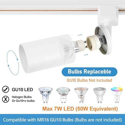 4-Light LED Track Lighting Kit with 3.3FT H Track Lighting Rails & Floating Canopy Connector, GU10 Track Light Kit, Modern Kitchen Track Lighting Fixtures Ceiling Spot Light, White (No Bulbs)