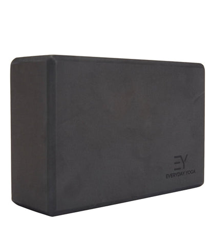 Everyday Yoga Foam Yoga Block 3 Inch - High-Density EVA Support Block for Stability, Balance & Flexibility, Lightweight, Durable & Comfortable - Black