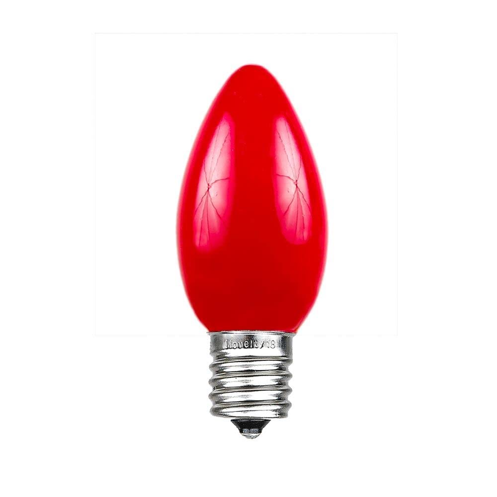 Novelty Lights 25 Pack C9 Ceramic Outdoor Christmas Replacement Bulbs, Red, E17 Intermediate Base, 7 Watt