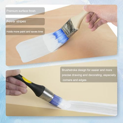 Professional 8-Piece Wall Painting Brush Set - Angled/Flat Trim Brushes (1"-2.5") with Durable Bristles for Walls, Doors, Cabinets, DIY Projects | Smooth Finish & Corner Access