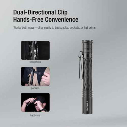 klarus P2 Tactical Pen Light: 1000 Lumens, 886ft Throw ? 2AA or USB-C Rechargeable (Battery Included), IPX8 Waterproof, Compact EDC Flashlight for Pocket, Office, Home, Security
