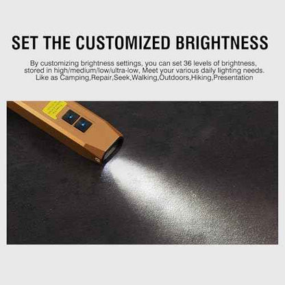 Rechargeable EDC Flashlight USB C with White Light, UV and Green Beam 1000 Lumens Portable Flat Flashlight,Programming dimming£¬for Night Duty, Emergency Repair Brown
