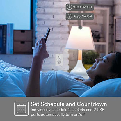 Lumary Smart USB Outlet with Type-C & USB-A Ports, WiFi in-Wall Outlet Compatible with Alexa & Google Home, Remote & Voice Control, Timer, FCC Certified, Tamper-Resistant, 4 Pack