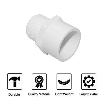 Fitvell 1-1/2" PVC Pipe Fitting Adapter Connector Union Coupling Schedule 40 (Slip Socket x NPT Male Pipe Thread), Pack of 5