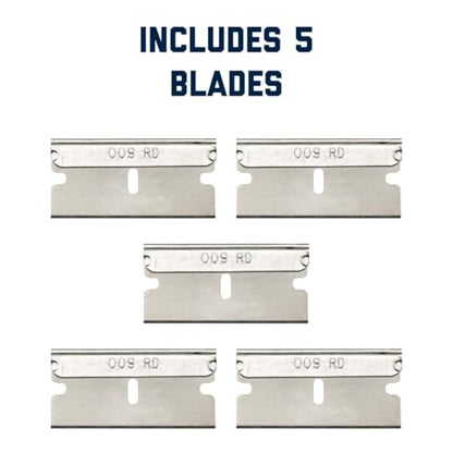 Deluxe Window Scraper - Precision in Tight Corners, Compatible with 0.009" or 0.012" Blades, Includes 5 Carbon Steel Blades - APTL-7001