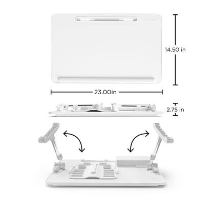 Limitless TotalDesk Portable Workstation and Lap Desk with Adjustable Height & Tilt (White)