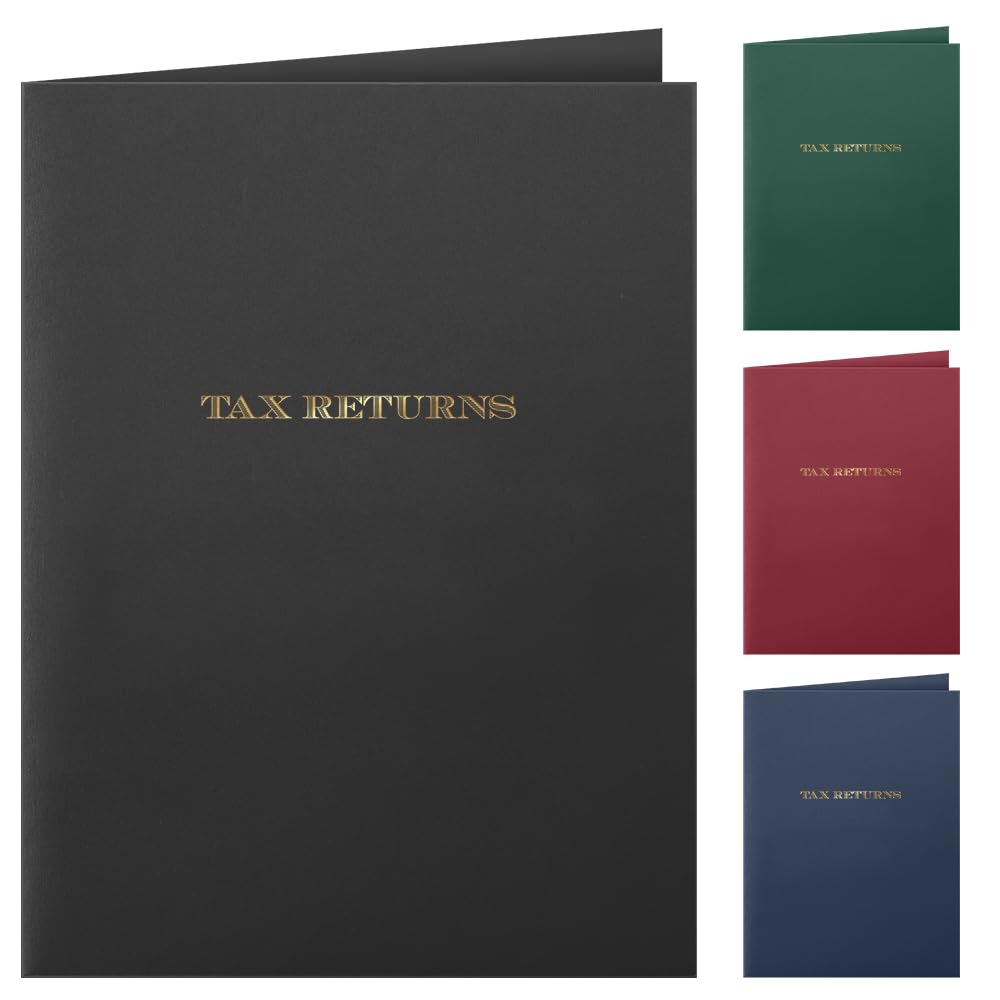 The Gallery Collection, 25 Count, Black, Tax Return Pocket Folders, Gold Foil Stamped, for Tax Professionals (9 x 12)