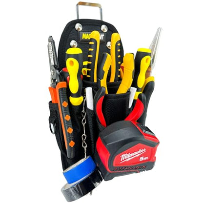 MAGGHEVI Tool Pouch with Belt Clip,Quickly Attach and Release from Tool Belts,Utility Tool Organizer Pouch for Electrician,Carpenter,Construction,Technician