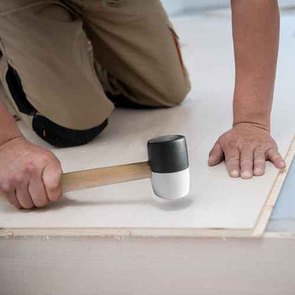 8 Oz. Rubber Mallet Hammer with White and Black Double-Faced Soft Head, Hardwood Handle Small Hammer for Woodworking, Flooring, and Tile