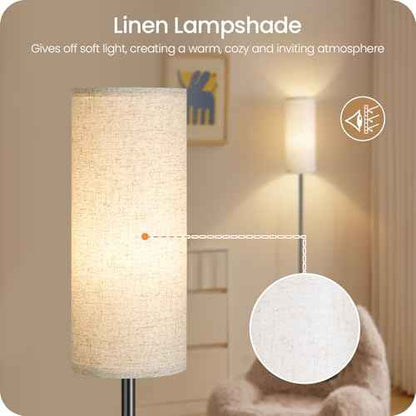 Set of 2 Dimmable Floor Lamps for Living Room with 2 Remotes and Foot Switch, 64.4¡±Modern Standing Tall Lamp, Corner Lamp for Bedroom, Bulb Included, 3000K-6500K, Beige Shade E06LDP205W1