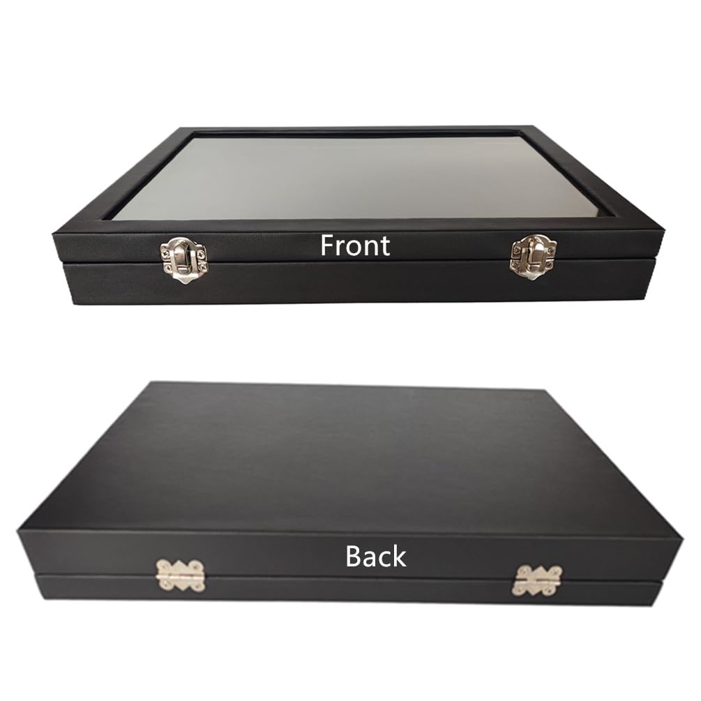 Wooden Jewelry Organizer Tray Box with Clear Lid, Travel Rectangle Organization Storage Box with Metal Clasp, Velvet Blank Jewelry Display Case for Necklaces Bracelets Rings Accessories (Black)