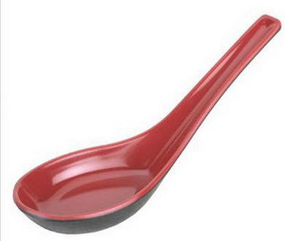 JapanBargain 2384, Set of 8 Soup Spoons Asian Japanese Chinese Wonton Soba Rice Pho Ramen Noodle Soup Spoons, Red/Black