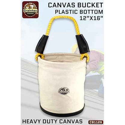 Graintex CB1126 Utility Canvas Bucket Plastic Bottom 12¡± x 16¡± Heavy Duty Canvas