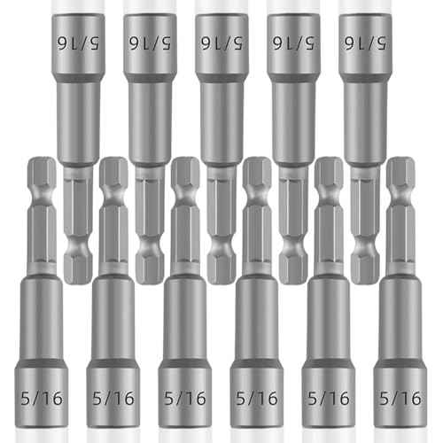 11PCS 5/16 Nut Driver Set for Impact Drill - Ultra Magnetic, Standard British Impact Driver Bits, 2.5 Inches (65mm), Different From 8mm
