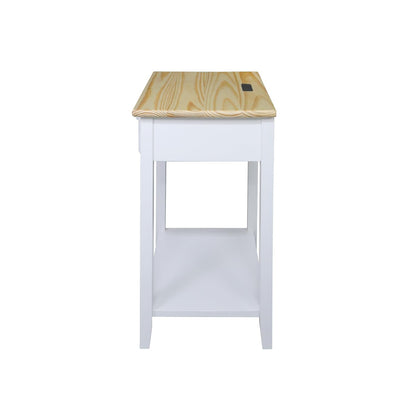 Casual Home Owl Night Stand with USB Port Charging Station and Drawer, 17.5" W x 14.25" D x 24.5" H, Natural Gray