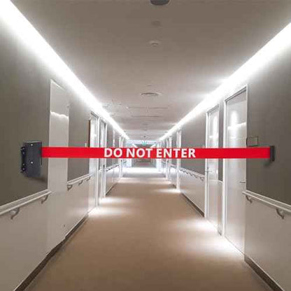Landical 2 Pcs Fixed Wall Mount Retractable Barrier Belt DO NOT Enter Sign Safety Belt Barrier Rope with Braking System Locking Button for Crowd Control Parking