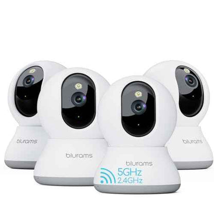 blurams Cameras for Home Security, 2K Pet Camera with Phone App, 5GHz/2.4GHz Dual-Band, 360¡Æ PTZ Indoor Cameras, 2-Way Talk, Motion Tracking, Color/IR Night Vision, Cloud&SD, Works with Alexa (4Pack)