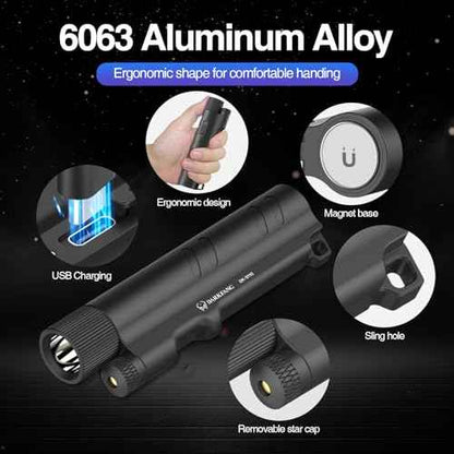 DARKFANG EDC Flashlight with Green Beam, Long Range Portable Flashlight for Hiking and Camping Outdoor