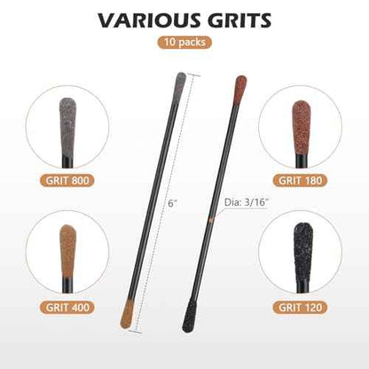 SCOTTCHEN Sanding Sticks Matchsticks Fine Detailing Sanding Grits 120/180 and 400/800-10 Pack