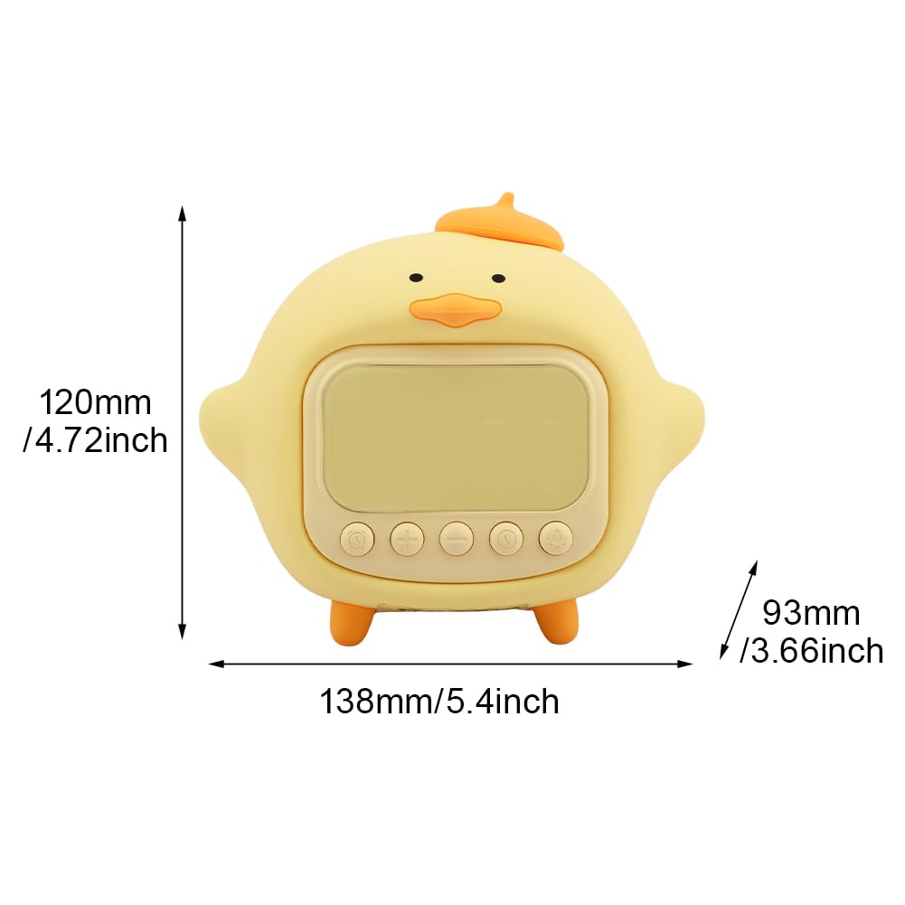 LVOERTUIG Cute Duck Alarm Clock for Kids, Digital Clock, Night Light, Children's Wake Up Lamp, Silicone Rechargeable Alarm Clock Lamp for Bedroom Decor, Birthday Gift (Yellow)