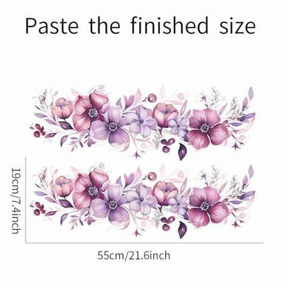 Romantic Purple-Pink Flower Vine Wall Stickers, sacinora Botanical Floral Art Peony Rose Daisy Wall Decals Removable Vinyl Peel and Stick for Living Room Bedroom Bathroom Kitchen Decoration