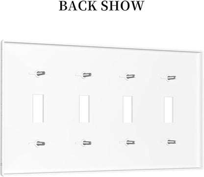 Rustic Farmhouse Wooden Board Botanical Flower Quad Gang Toggle Light Switch Cover 4-Gang Wall Plates Decorative Electrical Switchplate for Home Bedroom Art Decorate
