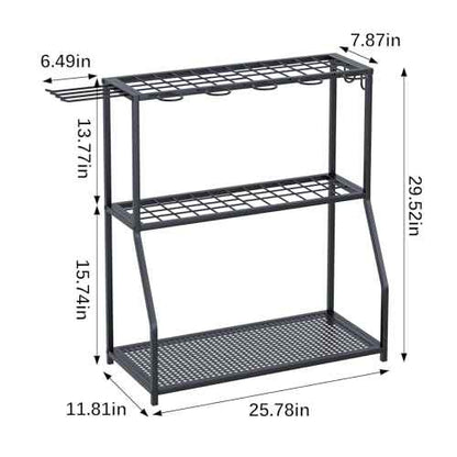 Organizer Yard Tool Storage Rack,Garden Organizer,Steel Yard Tool Racks To Store Long-Handled Tools,Tool Holder For Garden,Shed,Outdoor,Black