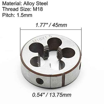 M18 x 1.5 Metric Right Hand Thread Die for Threading, 18mm Thread & 1.5mm Pitch, Alloy Steel