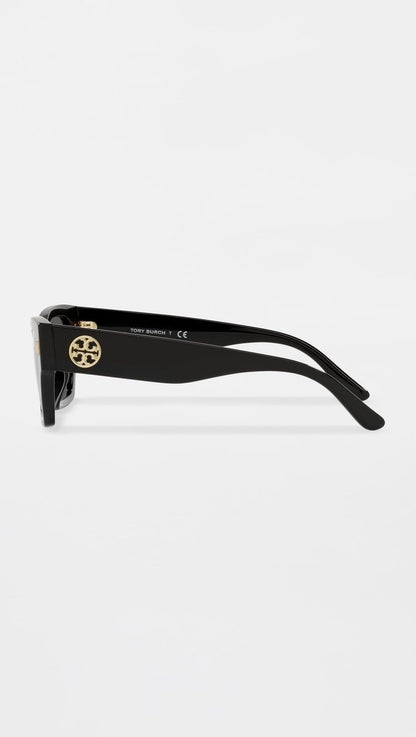 Tory Burch Women's Miller Rectangle Sunglasses, Black, 52mm