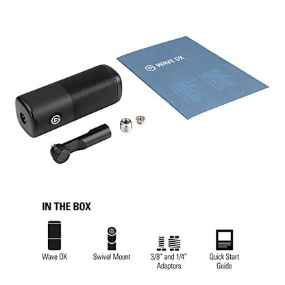 Elgato Wave DX - Dynamic XLR Microphone, Cardioid pattern, Noise Rejection, speech optimised for Podcasting, Streaming, Broadcasting, No Signal Booster Required, works with any Interface, for Mac, PC