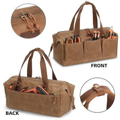 Heavy Duty 18-Inch Tool Bag with 12 Pockets, Large Zippered Tool Organizer, Portable Empty Toolbox for Mechanics, Electricians, DIY ? Durable Soft Handle, Ideal Father¡¯s Day or Birthday Gift