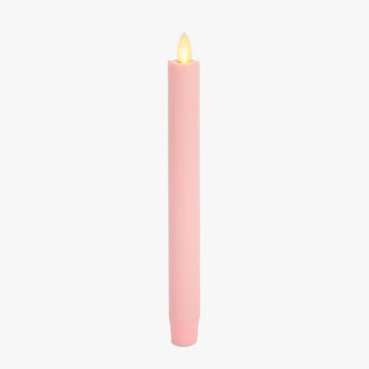 Luminara Flameless Candle Taper (1" x 9.5") Melted Top Real Wax Unscented Remote Ready Timer (Saga Rose)