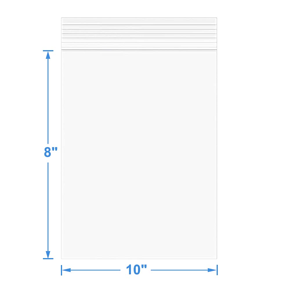 100 Pack 8" x 10" Thick 2.4Mil Clear Zip Seal Lock Poly Bags Reclosable Zip Plastic Bag Durable Envelopes Photos Cards Snack Zipper Bags
