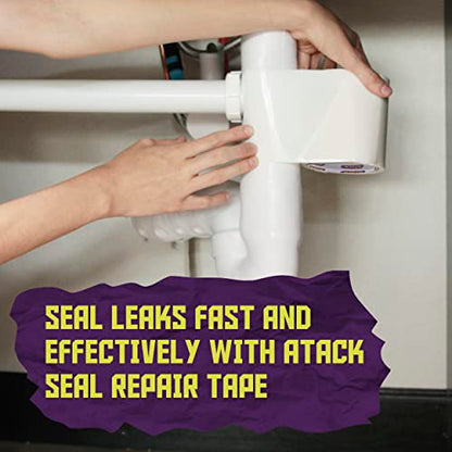 ATack Waterproof Patch and Seal Tape, Clear, 4 Inches x 10 Feet, Water Barrier Tape for Stop Leak Repair on Pipes, Chimney, Roof, Boat, and HVAC