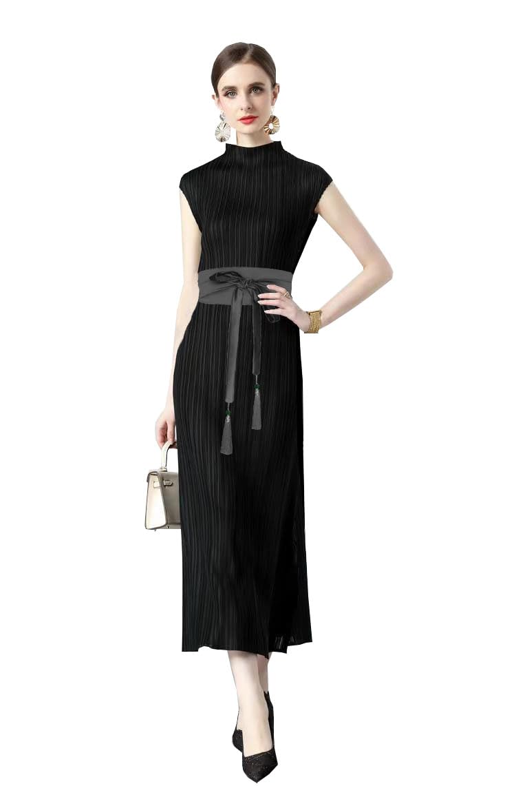 laelinggt Women's belt tassel strap double loop imitation silk tie belt lace up waist cover for dress