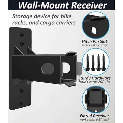 WIPHANY Hitch Wall Mount Bike Cargo Rack Hanging Holder Hanger Garage Organizer Trailer Receiver Storage Hanging Holds Max 200 lbs Heavy Duty Stand Bicycle Hook Accessories 2 inch