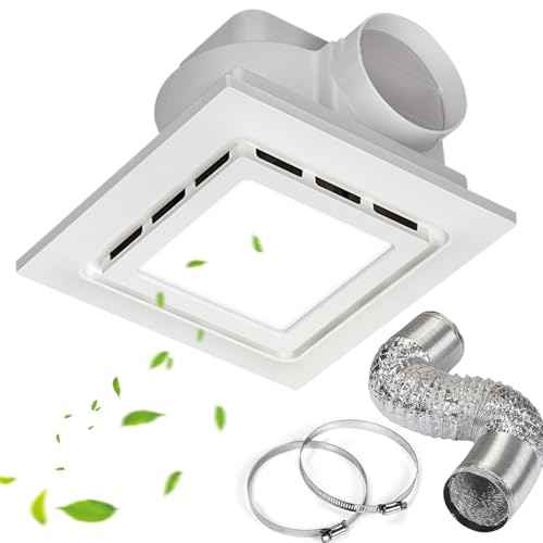 12" Exhaust Fan with Light,144 CFM Silent Exhaust Fan with 6500K 12W LED Light,Bathroom Ventilation Fan with Lights for Bathroom, Office, Hotel