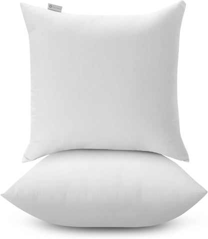 Acanva Throw Pillow Inserts for Bed Couch Sofa, Ultra Soft Polyester Filling for Decorative Cushion Square Sham Form, 18"x18"-4 Pack, White 4 Count