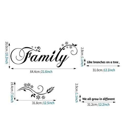 Family Like Branches on a Tree We All Grow in Different Directions Yet Our Roots Remain As One Wall Sticker Removable Home Decor Art Stickers (Family New)