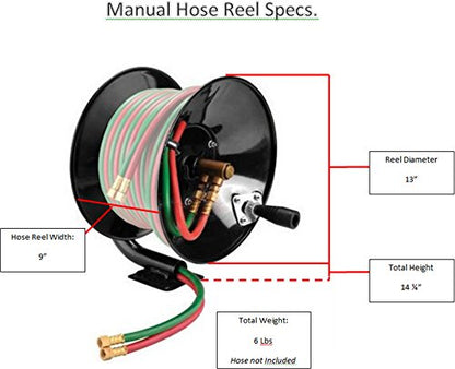 Weldcote HRMWOT Manual Hose Reel for 100 ft of Twin Gas Hose