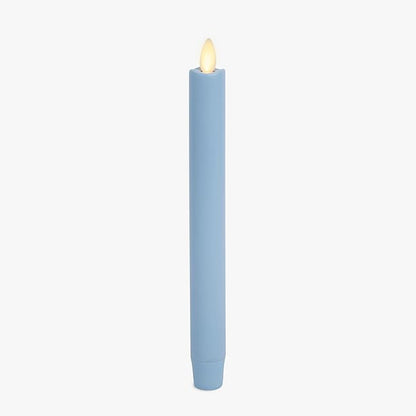 Luminara Flameless Candle Taper (1" x 9.5") Melted Top Real Wax Unscented Remote Ready Timer (Airy Blue)