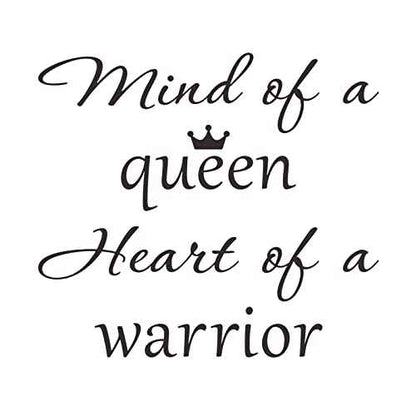 Wall Stickers for Bedroom, Wall Art Decal Mind of A Queen Heart of A Warrior Motivational Feminism Quote Stickers Removable DIY Vinyl Murals Decor for Woman Home Office Bedroom Living Room Decor